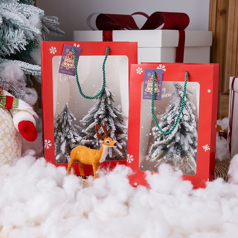 Sacchetto di carta regalo di Natale con finestra trasparente